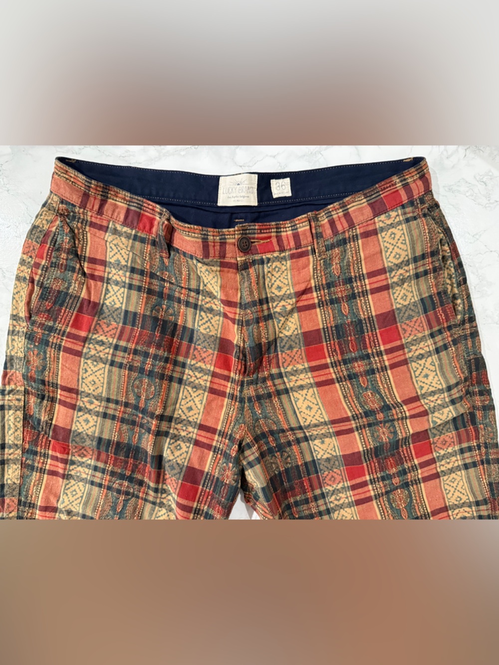 Lucky Brand Plaid Men's Shorts Vintage 90s Y2K Tartan Mens Size 36